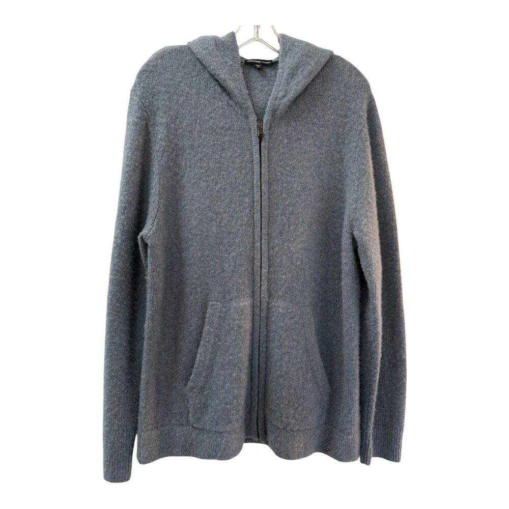 James Perse Mens 100% Cashmere Zip-Up Sweater Hoodie Heather Gray Size 3 Large